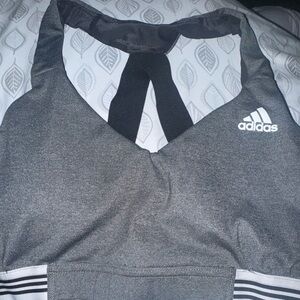 Adidas Grey, White, & Black Sports Bra